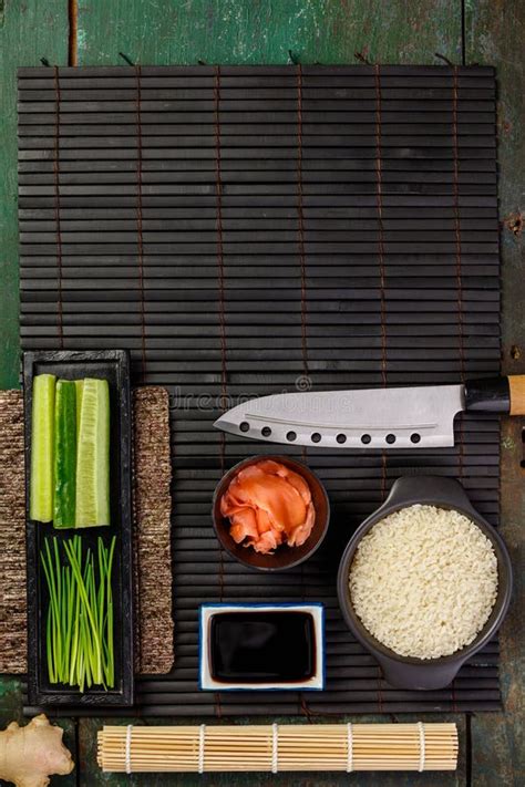 Traditional Sushi Ingredients Stock Image - Image of rustic, food: 116529381