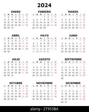 Illustrazioni Vettoriali Di Calendars 2024 Modern Layout La Settimana