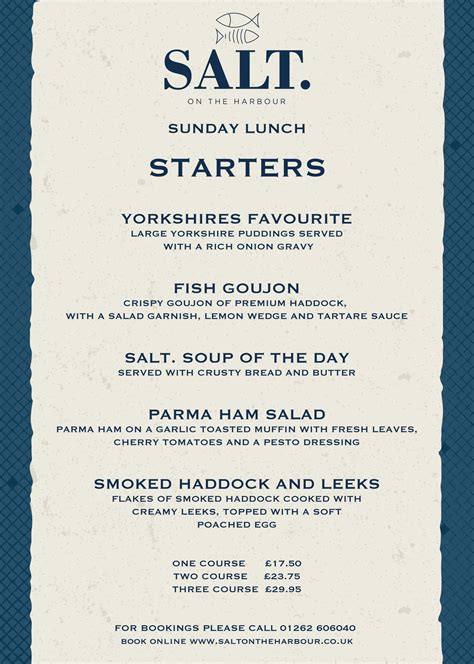 Salt | Menus | Harrison Leisure