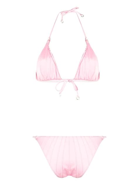 Noire Swimwear Gathered Bikini Set Pink FARFETCH