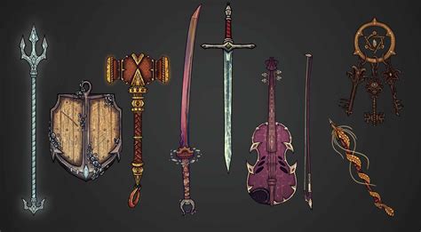 [OC] [Art] a collection of definitely not cursed magic weapons : r/DnD