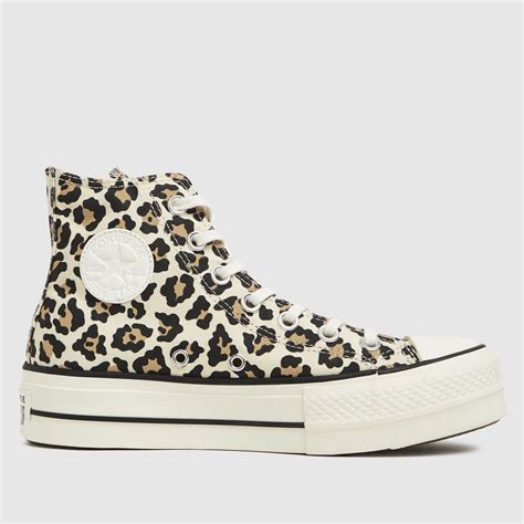 Womens Black And Brown Converse Leopard Print Lift Hi Trainers Schuh