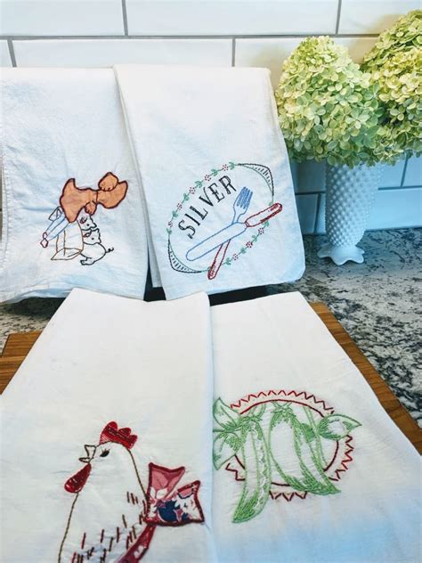 Vintage Embroidered Flour Sack Towels The House On Silverado