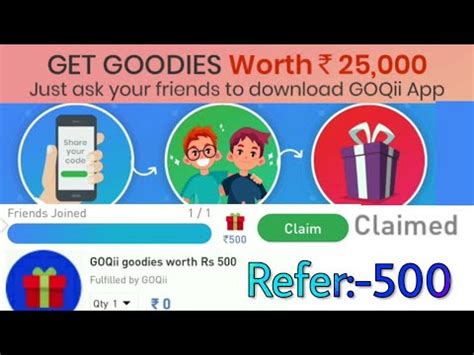 Proof GOQii APP Per Referral 500 Rupees Refer Earn Friends Get