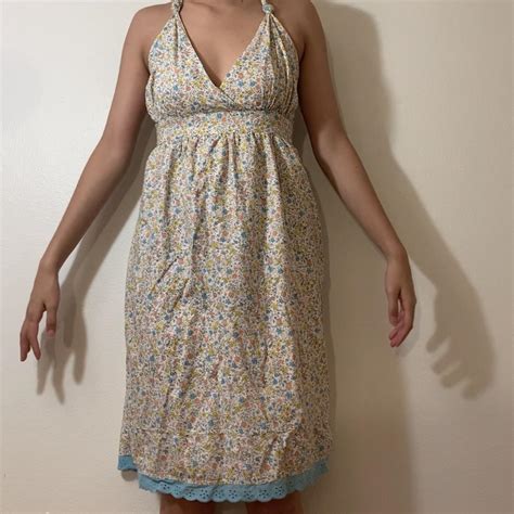 Floral Halter Crisscross Summer Dress Reminds Me Of Depop