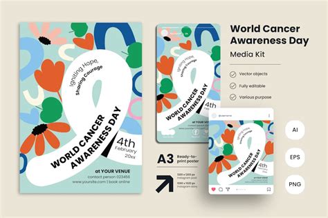 World Cancer Awareness Day Event Poster Template, Print Templates ft ...