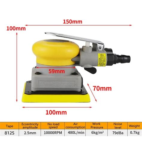 HIFESON Pneumatic Orbital Rectangular Sander Square Air Sander Pad