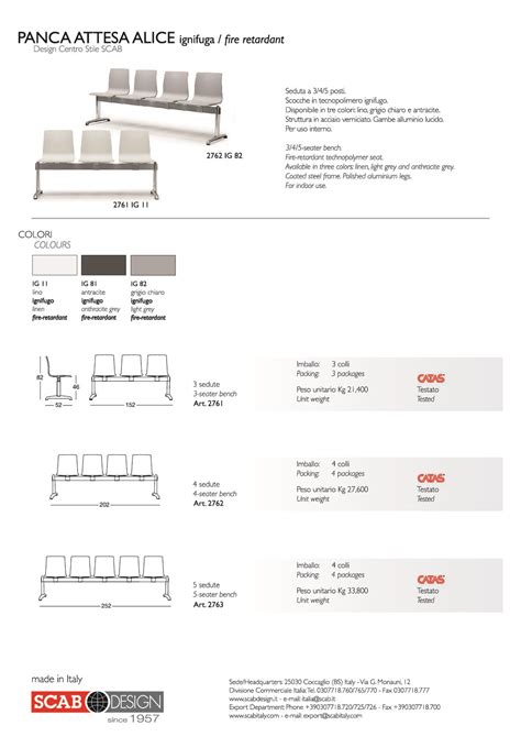 PANCA ATTESA ALICE 4P ART 2763 SCAB DESIGN