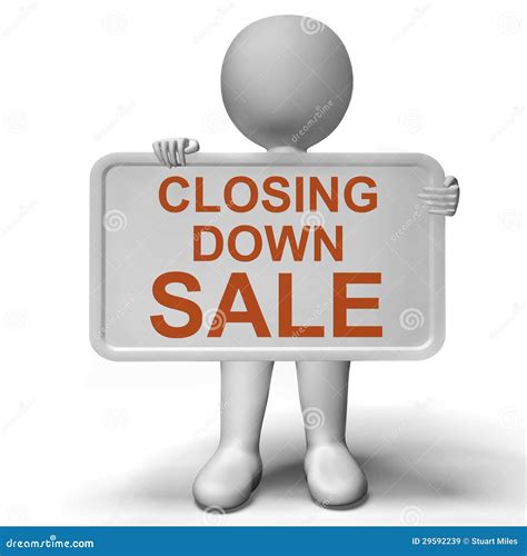 Closing Down Sale Sign Showing Store Bankrupt Stock Illustration