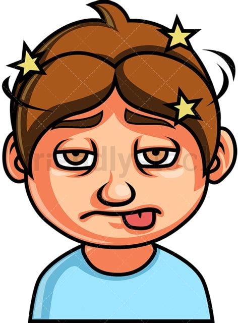 Little Boy Dizzy Face Cartoon Vector Clipart Friendlystock