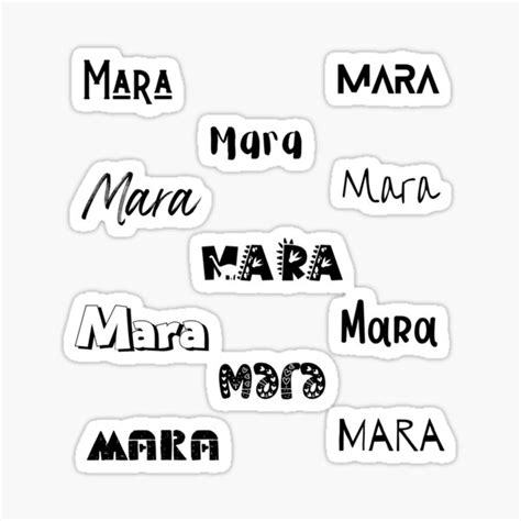 Mara Stickers In Different Fonts Sticker For Sale By Magleen