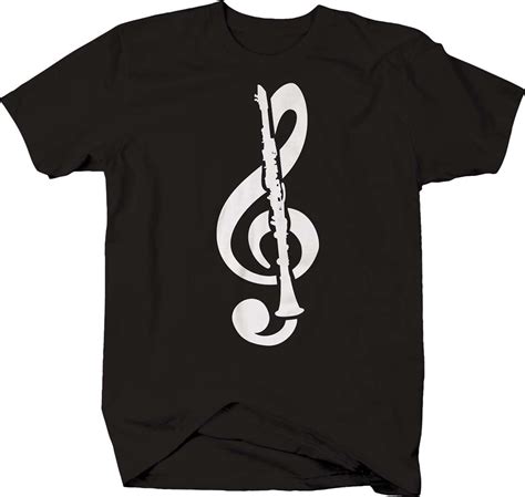 Treble Clef Clarinet Band Music Notes Pitch Tshirt For Men Small Dark