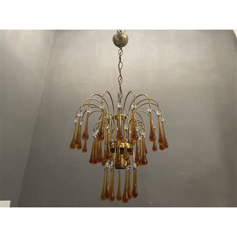 Vintage Murano Glazen Waterval Kroonluchter