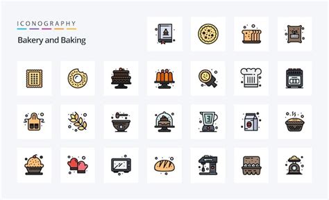 Premium Vector 25 Baking Line Filled Style Icon Pack