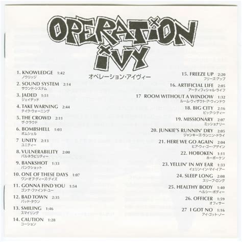 【日本盤】operation Ivy Operation Ivy Jpn Reissueinner Cd Sony Music