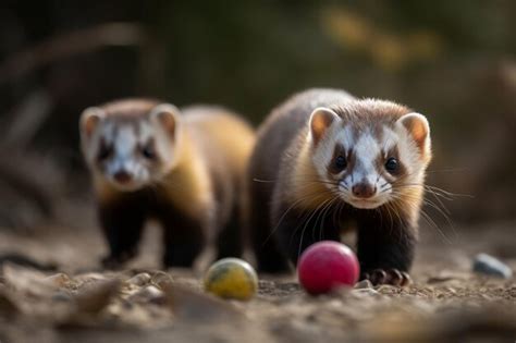 Premium AI Image | Two ferrets playing with a ball