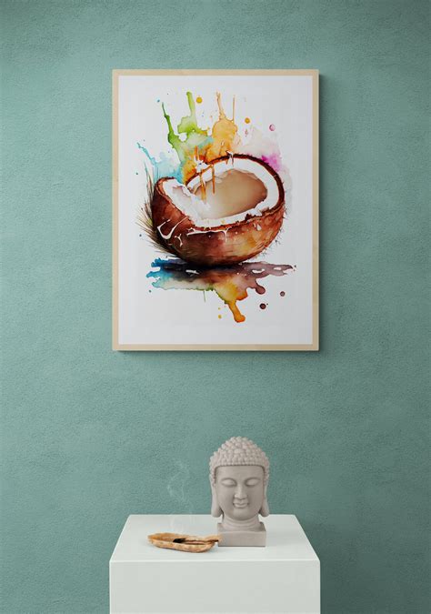 Coconut Fruit Wall Art, Fruit Printable Art, Coconut Print, Fruit Market Print, Fruit ...