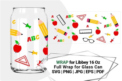 School Wrap Svg For Libbey 16 Oz Can Gl Graphic By Bazarova Creative