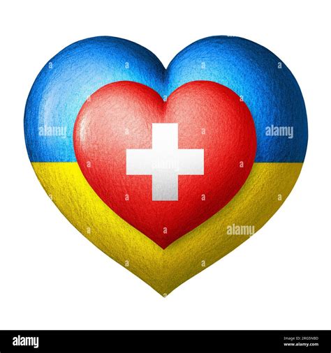 Flags Of Ukraine And Switzerland Two Hearts In The Colors Of The Flags