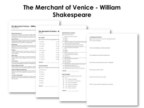 The Merchant Of Venice William Shakespeare Teaching Resources