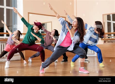 Group of young hip-hop dancers in studio Stock Photo - Alamy