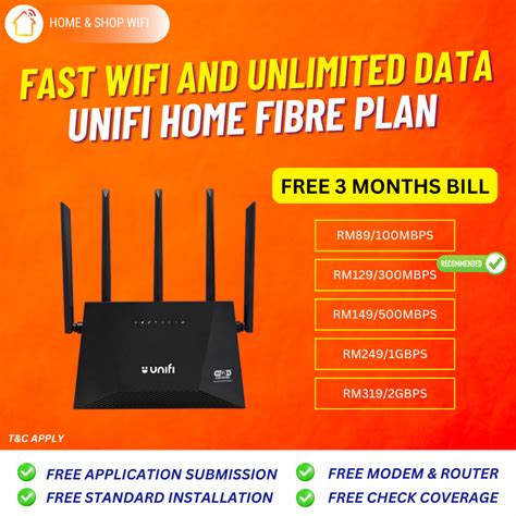 🔥unifi Wifi Home Fibre 100mbps Free Modem And Router High Speed