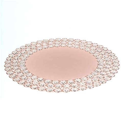 14 Rose Gold Wired Metal Charger Plate With 118 Acrylic Crystal Beads Tableclothsfactory