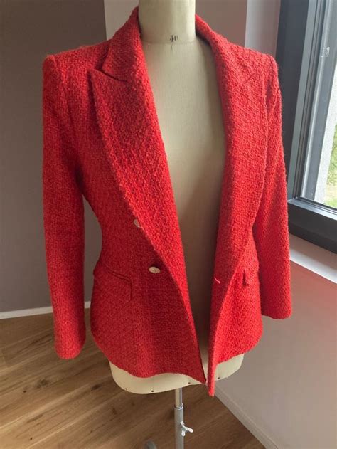 Zara Blazer rot Boucle Tweed Jacke Grösse M Kate Middleton Kaufen