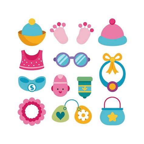 Conjunto De Iconos Realistas Para Bebés Y Niños Vector Premium