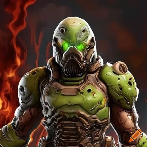 Flame Background With Doom Eternals Creepy Doom Guy On Craiyon