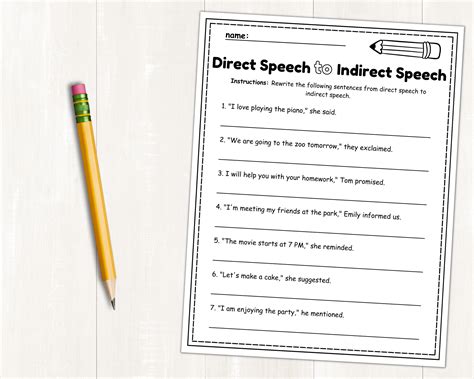 Direct And Indirect Speech Worksheets Reported Speech Identifying