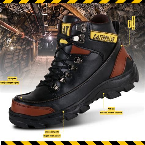 Jual Sepatu Safety Pria Boots Caterpillar Septy Ujung Besi Kerja Proyek