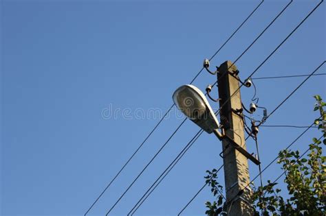 Insulators And Wires On Concrete Electric Pole Stock Photo Image Of