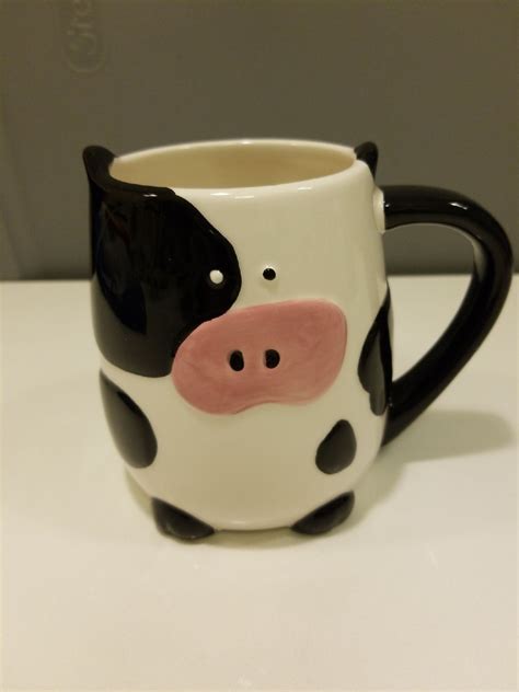 Cow Coffee Mug In 2021 Cow Mug Diy Clay Crafts Clay Art