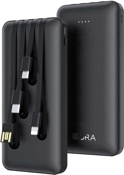 Hora Power Bank Mah Ultra Slim De Bateria Portatil Con Cables