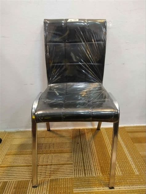 Stainless Steel 1 Seater Black Visitor Chair For Office Without