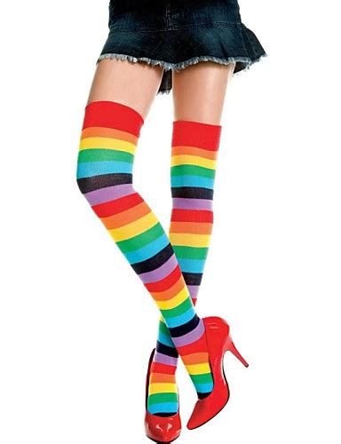 Women S Sexy Rainbow Colour Stripped Thight Stockings 1086943 2017 3 99