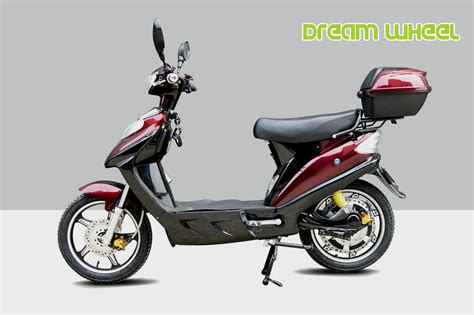 Red Pedal Assisted Electric Scooter W V Hydraulic Disc Brakes