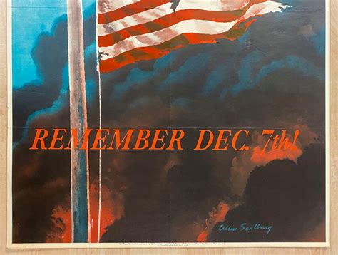 1942 Remember December 7th Poster By Allen Saalburg Wwii Original Big