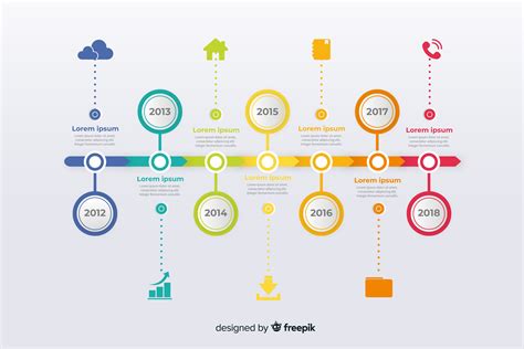 Free Vector Colorful infographics timeline flat design Графический