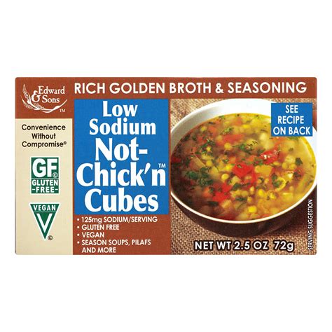 Edward And Sons Not Chicken Bouillon Cubes Low Sodium 2 5 Oz 12 Ct