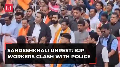 Sandeshkhali Unrest Bjp Workers Clash With Police Cops Resort To Lathicharge Youtube