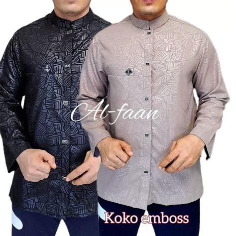 Jual KOKO PRIA Lengan Panjang Baju Motif Embos Baju Atasan Pria Muslim