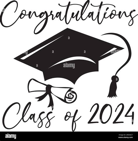 Congratulations Class Of 2024 Graduation Cap And Diploma Design Stock