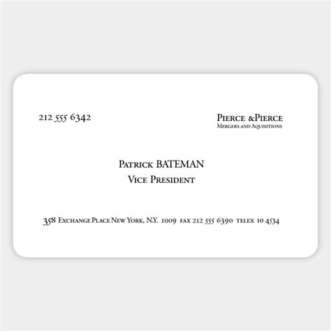 Patrick Bateman Business Card - American Psycho - Sticker | TeePublic