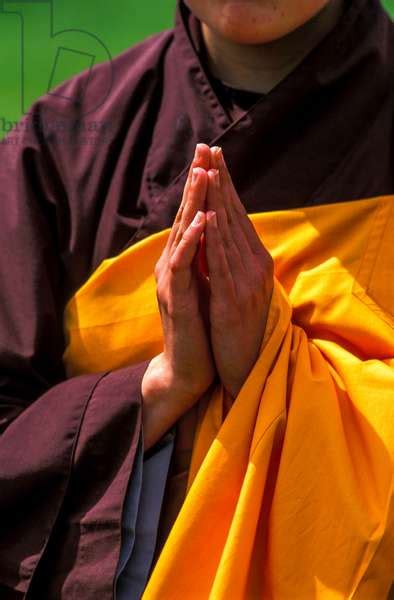 Image Of Nun Joining Hands During Wesak Festival In Plum Village Buddhist