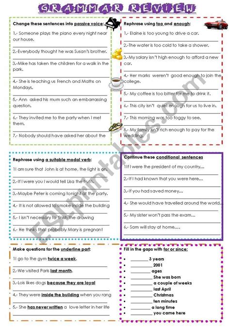 Esl Grammar Worksheet Intermediate