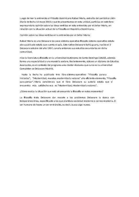 Filosofia Unidad Luego De Leer La Entrevista Al Fil Sofo