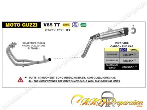 Ligne D Chappement Compl Te Arrow Indy Race Pour Moto Guzzi V Tt De