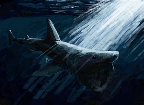 Nighttime Basking Shark Digital Oil Painting by SkyDrxgxn on DeviantArt